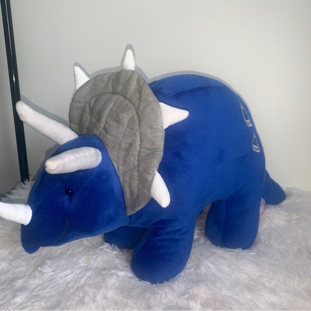 GUND Dino Chatter Plush Figure Charger 7" Blue Grey *White Horns*